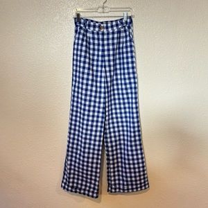 Nasty Gal NWT Blue & White Gingham High Waisted Wide Leg Pants Size 4